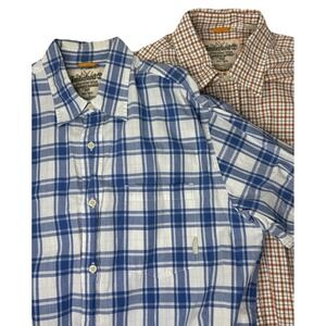 Timberland Stratham Issue Lot 2 Mens Large Short Sleeve Button‎ Up Plaid Shirts